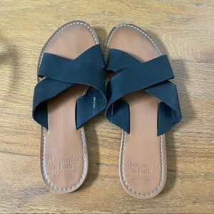 FINAL DAY FLASH SALE!! Abercrombie black crisscross slide sandals